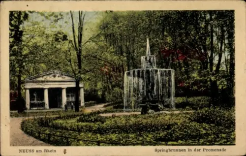 Ak Neuss am Rhein, Springbrunnen, Promenade, Neuss am Rhein