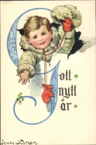 Künstler Ak Nyström, Jenny, Neujahr, Kind, Klee