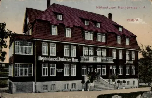 Ak Hahnenklee Bockswiese Goslar im Harz, Höhenkurort Hahnenklee i. H., Postamt, Dependence Deutsc
