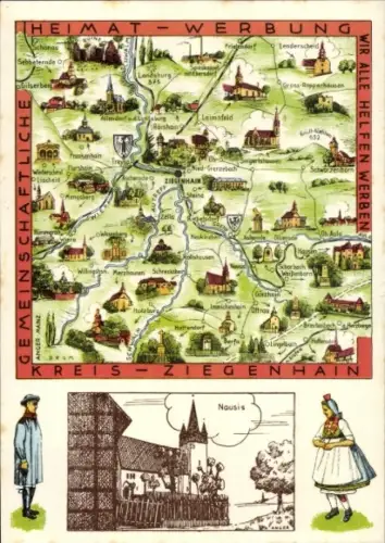 Landkarten Ak Wasenberg Treysa, Ziegenhain, Rörshain