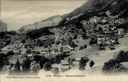 Ak Wengen Kanton Bern,  Gesammtübersicht, Verlag Wehrli A.-G., Kilchberg, Zürich