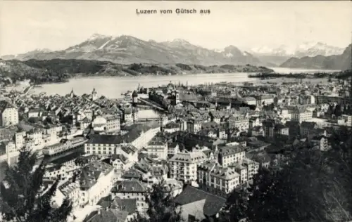 Ak Lucerne Luzern Stadt Schweiz,  Blick vom Gütsch, Berge, See, Stadtansicht