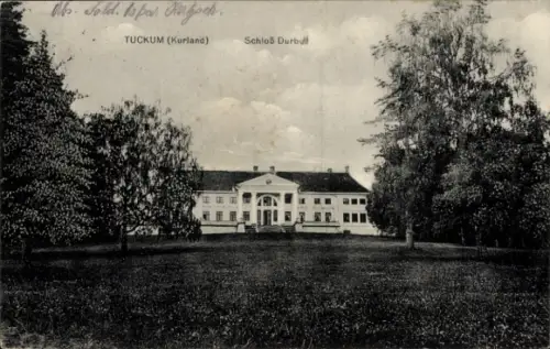 Ak Tukums Tuckum Lettland, Schloss Durbull,  Kurland, Feldpostkarte, Soldat