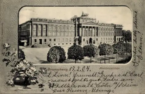 Ak Braunschweig in Niedersachsen, Residenzschloss  , Datum 17.2.04