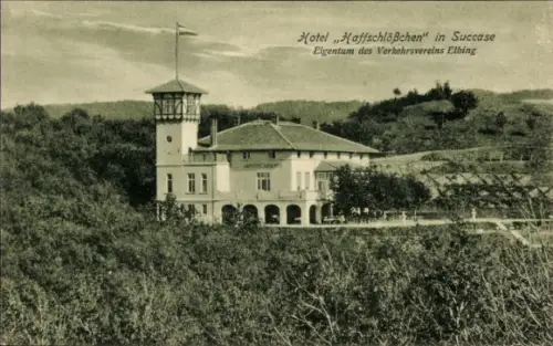 Ak Suchacz Succase am Frischen Haff Westpreußen, Hotel Haffschlößchen in  Eigentum des Verkehrsve