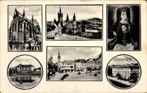 Ak Klatovy Klattau Region Pilsen, Verschiedene Ansichten, Stadtansichten, religiöse Darstellung