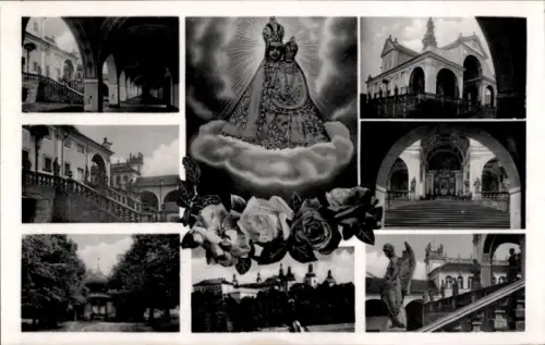 Ak Svatý Kopeček Heiligenberg Olomouc Olmütz Stadt, Verschiedene Ansichten, Statue, Wolken, Blume