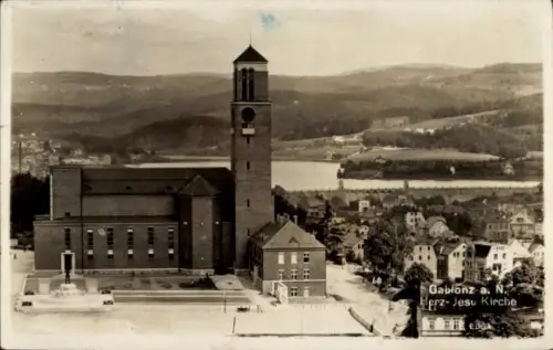 Ak Jablonec nad Nisou Gablonz an der Neiße Region Reichenberg,  Herz-Jesu Kirche