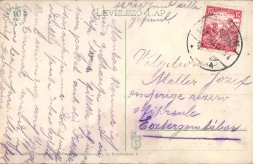 Ak Komárom Komorn Ungarn,  Megyeháza, 1917, Menschen auf der Straße, farbige 