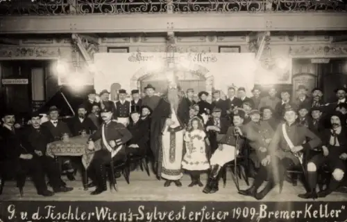 Ak Wien 1 Innere Stadt, Gruppenfoto, Sylvesterfeier 1909, Bremer Keller, Wien