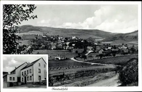 Ak Oberstadtfeld in der Eifel, Gasthaus und Pension Schmitz, Blick auf den Ort