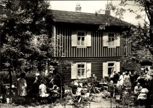 Ak Oberhof im Thüringer Wald, Waldgaststätte Forsthaus Sattelbach, Biergarten,