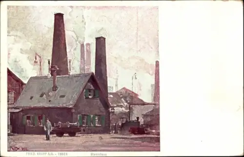 Künstler Ak Kley, Heinrich, Essen im Ruhrgebiet Nordrhein Westfalen, Stammhaus Friedr. Krupp AG