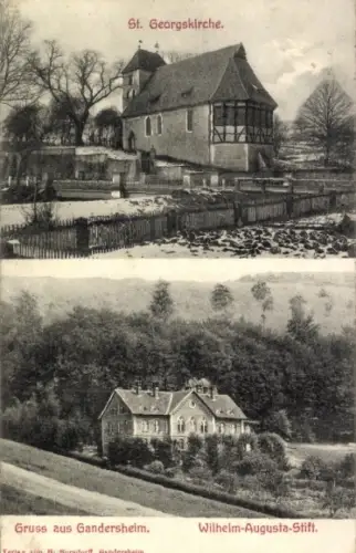 Ak Bad Gandersheim am Harz, St. Georgskirche, Wilhelm Augusta Stift