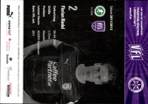 Autogrammkarte Fußballer Florian Riedel, VFL Osnabrück, Autogramm