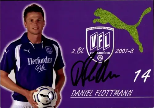 Autogrammkarte Fußballer Daniel Flottmann, VFL Osnabrück, Autogramm