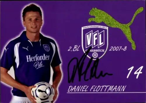 Autogrammkarte Fußballer Daniel Flottmann, VFL Osnabrück, Autogramm