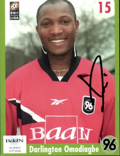 Autogrammkarte Fußballer Darlington Omodiagbe, Hannover 96, Autogramm