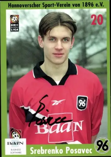 Autogrammkarte Fußballer Srebrenko Posavec, Hannover 96, Autogramm