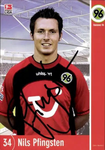 Autogrammkarte Fußballer Nils Pfingsten, Hannover 96, Autogramm