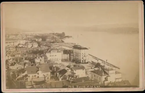 Kabinett Foto Zürich Stadt Schweiz, Gesamtansicht, Genfer See