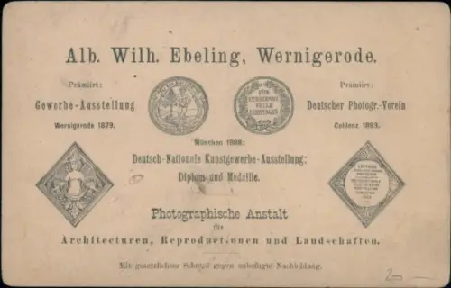 Kabinett Foto Wernigerode im Harz, Gesamtansicht