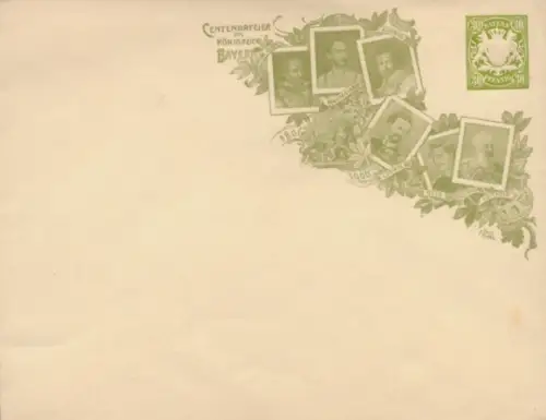 Ganzsachen Briefumschlag Bayern, Königshaus, Prinzregent Luitpold, König Ludwig II.