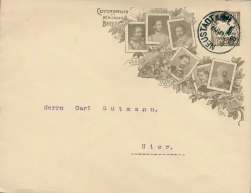Ganzsachen Briefumschlag Bayern, Königshaus, Prinzregent Luitpold, König Ludwig II.