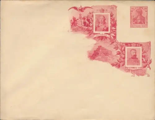 Ganzsachen Briefumschlag König Wilhelm II. von Württemberg, Friedrich I., Wappen