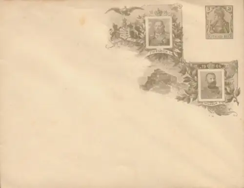 Ganzsachen Briefumschlag König Wilhelm II. von Württemberg, Friedrich I., Wappen