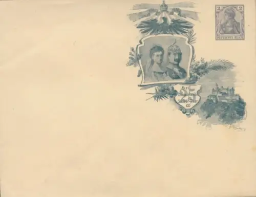 Ganzsachen Briefumschlag Kaiser Wilhelm II., Kaiserin Auguste Viktoria