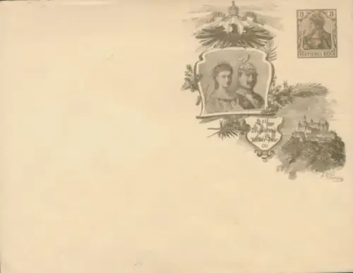 Ganzsachen Briefumschlag Kaiser Wilhelm II., Kaiserin Auguste Viktoria