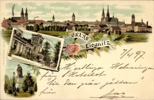 Litho Legnica Liegnitz Schlesien, Gesamtansicht, Denkmal