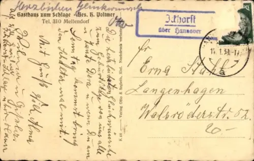 Ak Schlage Ickhorst Scherenbostel Wedemark, Gasthaus zum Schlage