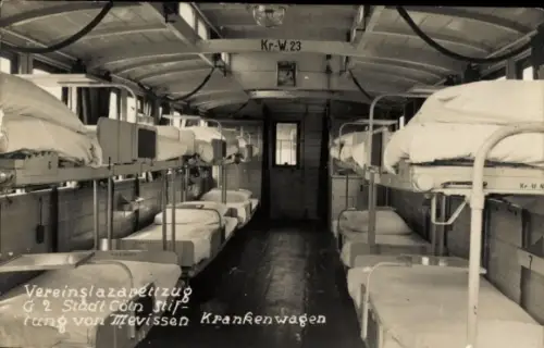 Foto Ak Vereinslazarett-Zug G 2 Stadt Cöln, Stiftung von Mevissen, Krankenwagen Kr.-W. 23, 1. WK