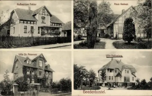 Ak Beedenbostel Niedersachsen, Hofbesitzer Fehler, Haus Ammon, Villa Kathariene, Villa Dr. Petersen
