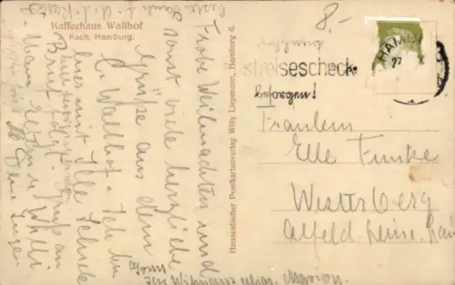 Ak Hamburg, Kaffeehaus Wallhof