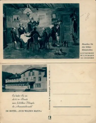 Klapp Ak Wildemann Clausthal Zellerfeld im Oberharz, Hotel Zum Wilden Mann, Sage