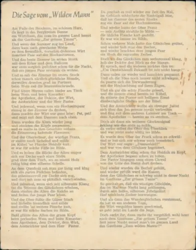 Klapp Ak Wildemann Clausthal Zellerfeld im Oberharz, Hotel Zum Wilden Mann, Sage