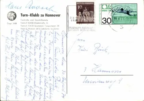 Ak Hannover in Niedersachsen, Turnhalle des Turn Klubs, Maschstraße 16