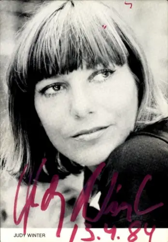 Foto Schauspielerin Judy Winter, Portrait, Autogramm