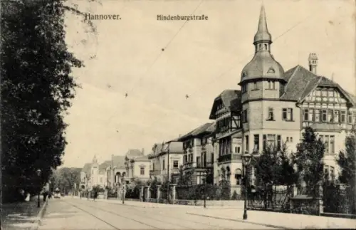 Ak Hannover, Villen an der Hindenburgstraße, Gleise