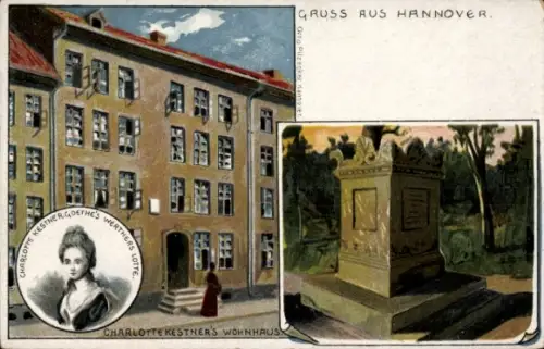 Litho Hannover, Wohnhaus Charlotte Kestner, Lotte von Goethes Werther