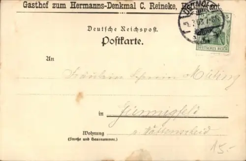 Litho Detmold in Westfalen, Grotenburg, Hermannsdenkmal, Gasthof zum Hermannsdenkmal