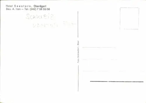 Ak Morgarten Oberägeri Kanton Zug, Hotel Seestern,  Wasseransicht, Bäume, Boote