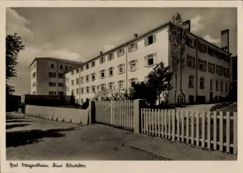 Ak Bad Mergentheim in Tauberfranken,  Haus Schwaben, Gebäude mit Garten, Zaun