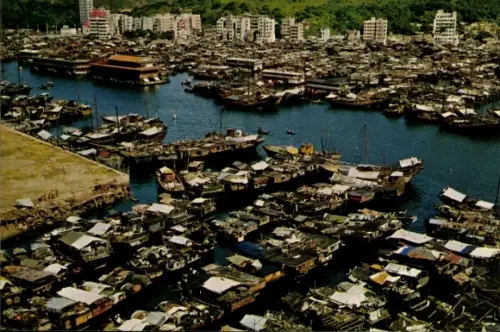 Ak Hong Kong China, Hafen, Hausboote, Stadt