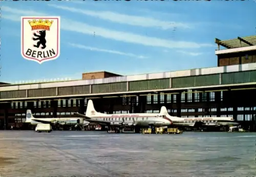 Ak Berlin Tempelhof, Zentralflughafen Tempelhof, Flugzeuge, Wappen von Berlin