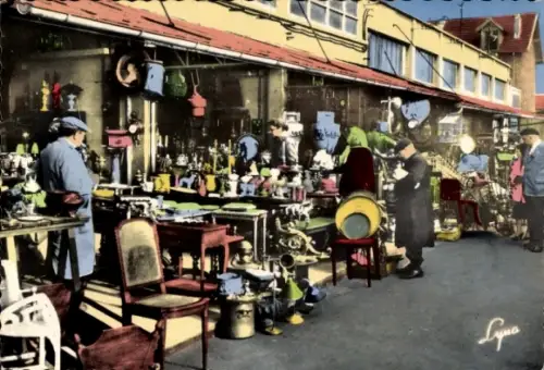 Ak Paris, Flohmarkt, coloriert