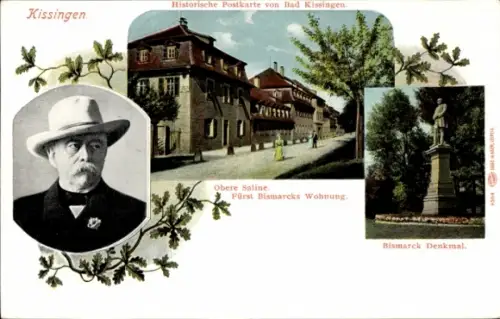 Ak Bad Kissingen Unterfranken Bayern, Bismarck-Wohnung, Obere Saline, Denkmal